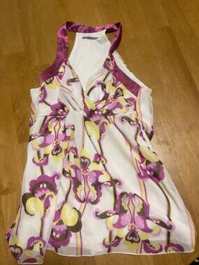 Vintage y2k paisley halter top purple and yellow geometric cami